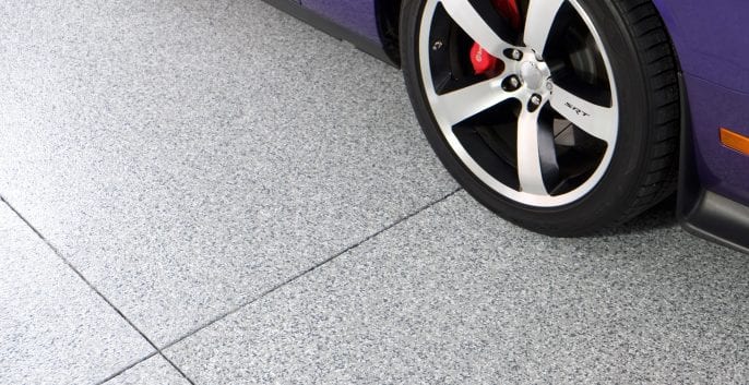Concrete staining and epoxy garage floor